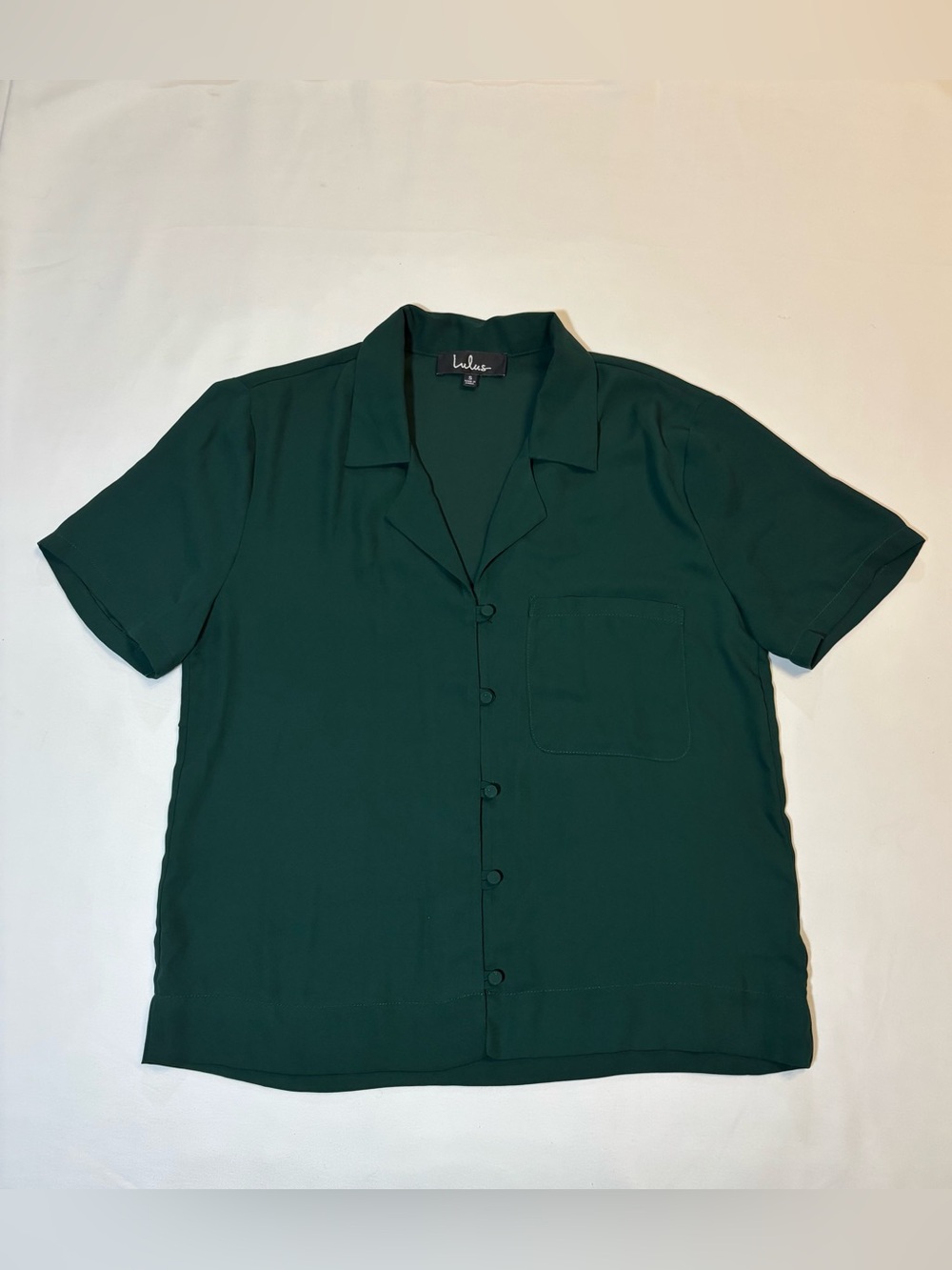 Lulu's Forest Green Short-Sleeve Camp Blouse